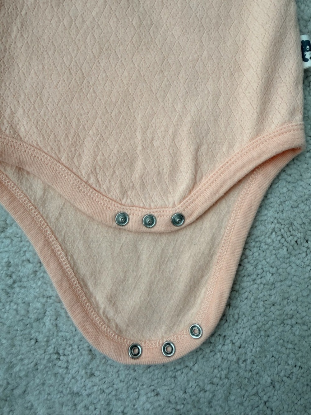 Rabbit + Bear Peach Pointelle One-Piece Bodysuit - Picture 4 of 6